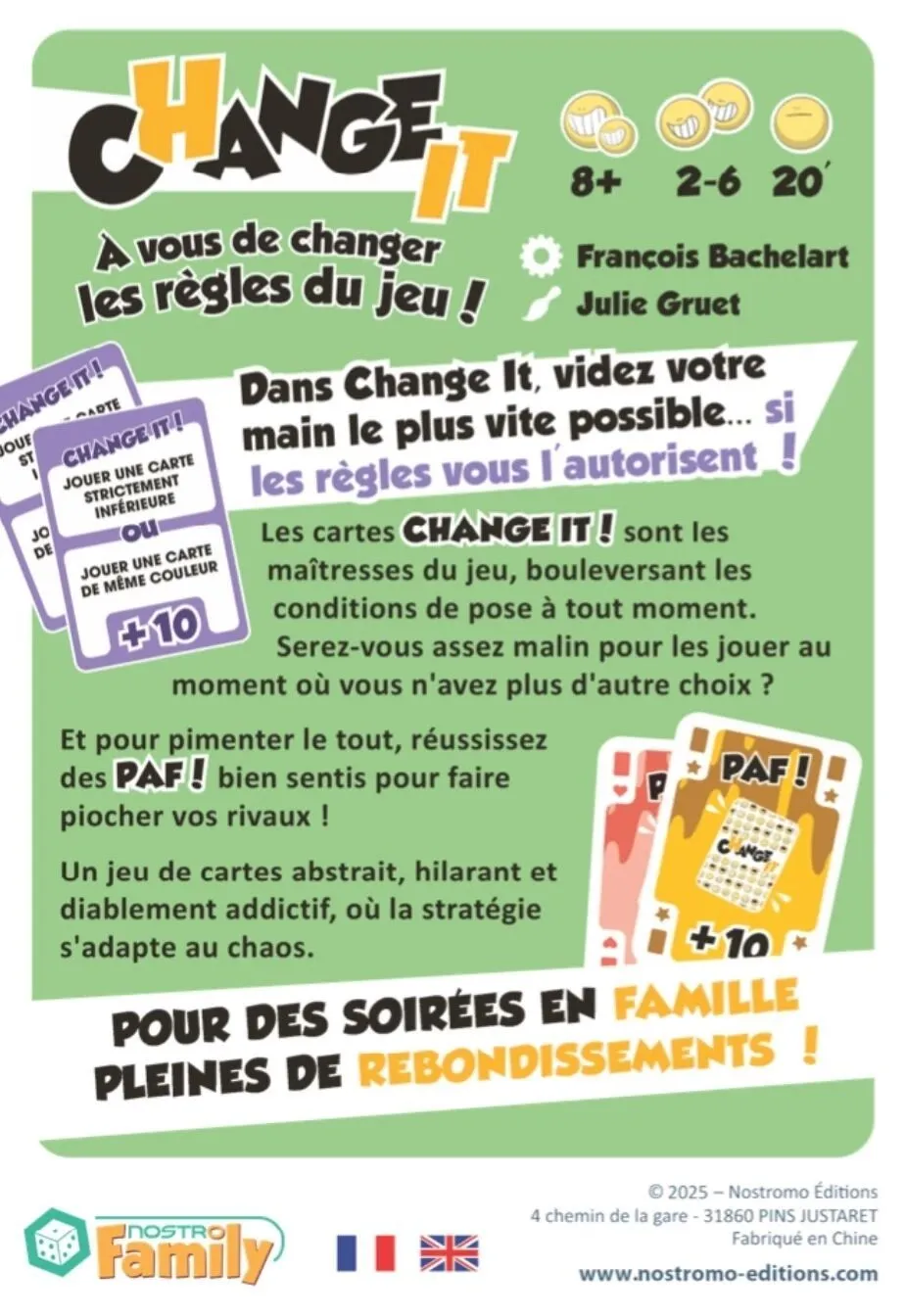 Change It - Dos de la boîte
