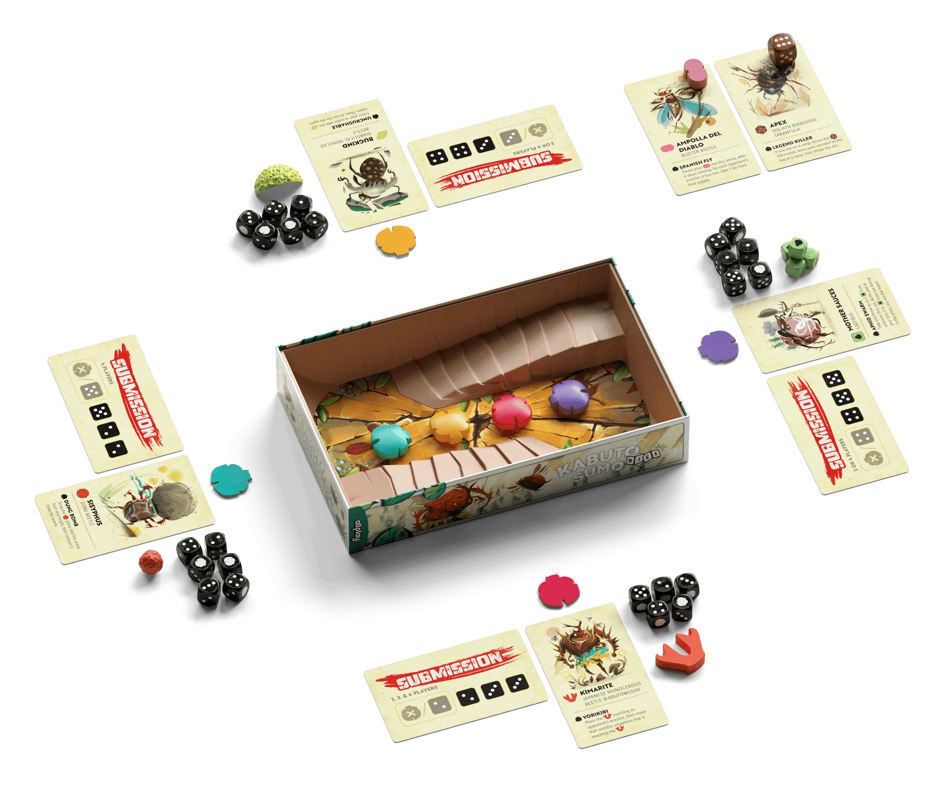 Kabuto Sumo Dice - partie en cours